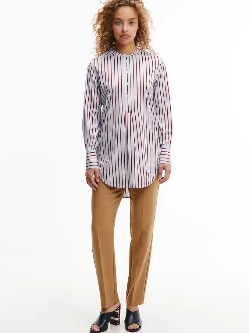 Tommy Hilfiger Blusen*COTTON SATEEN P-OVER TUNIC LS victoria stp breezy blue