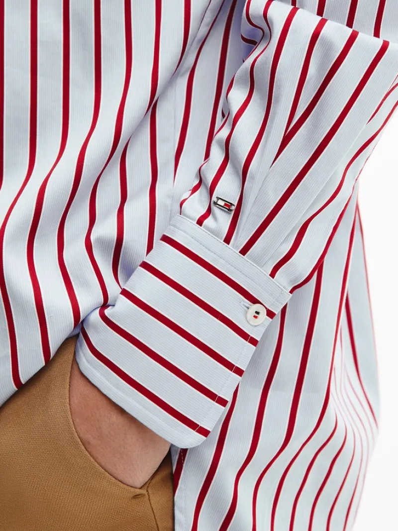 Tommy Hilfiger Blusen*COTTON SATEEN P-OVER TUNIC LS victoria stp breezy blue