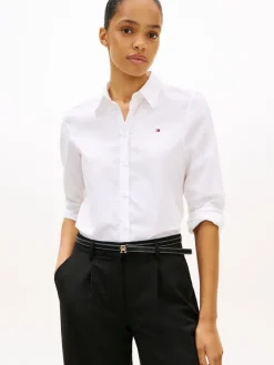 Tommy Hilfiger Blusen*COTTON STRETCH REGULAR LS SHIRT th optic white