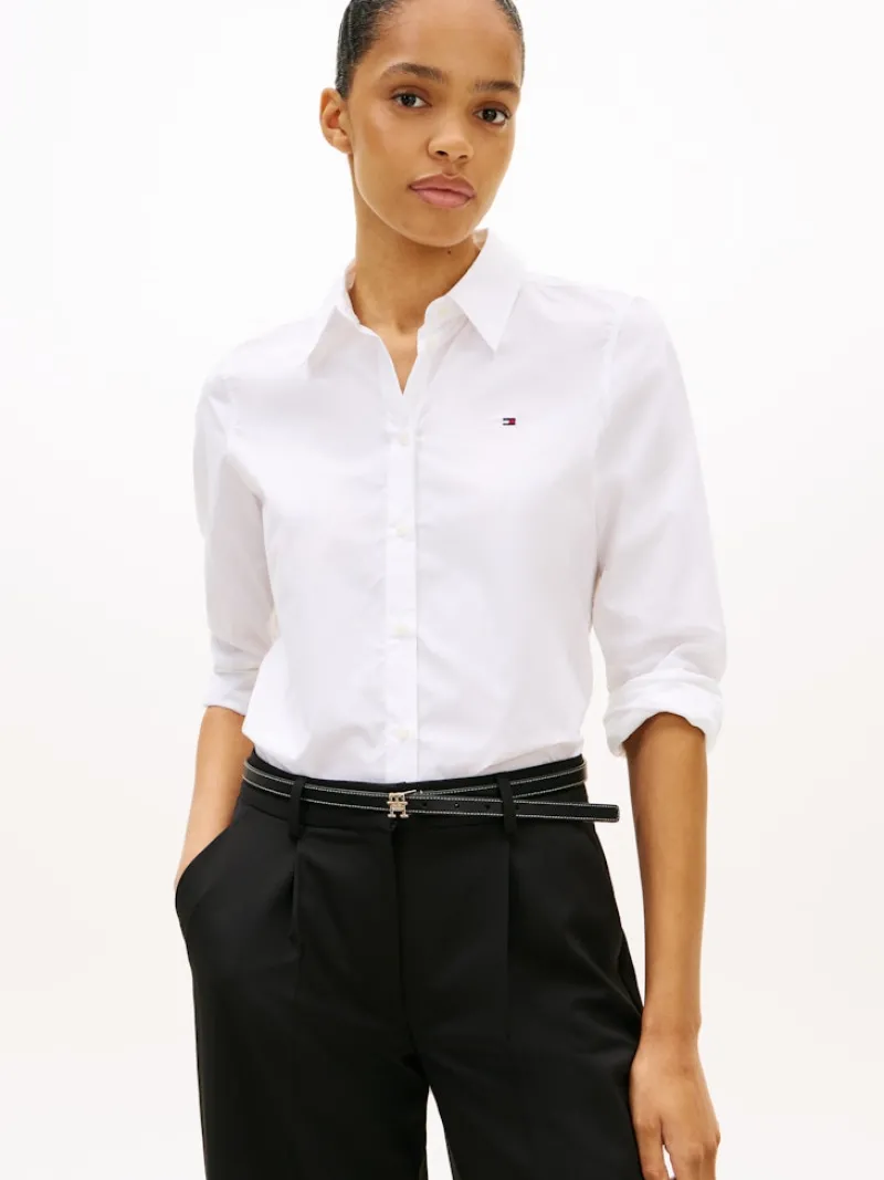 Tommy Hilfiger Blusen*COTTON STRETCH REGULAR LS SHIRT th optic white