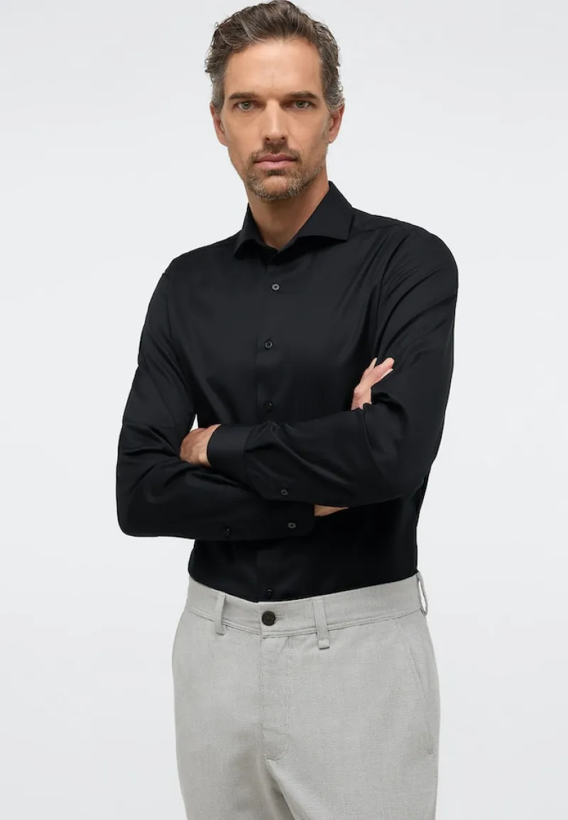 ETERNA Hemden|Big Boys*Cover Shirt Twill Langarm Schwarz