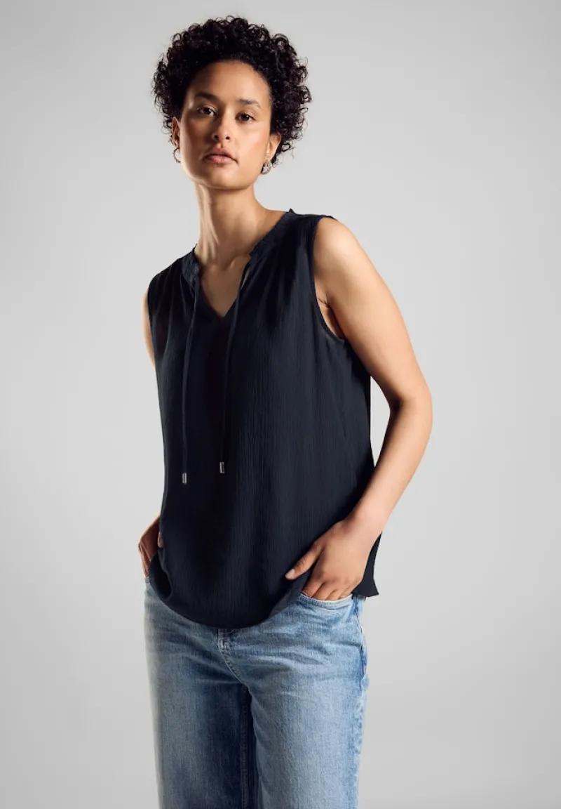 Street One Shirts*Crinkle Blusentop deep blue