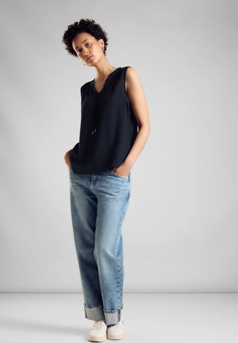 Street One Shirts*Crinkle Blusentop deep blue