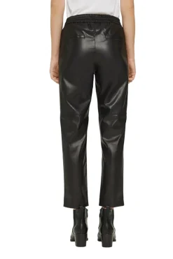 Esprit Hosen*Cropped Hose in Leder-Optik mit Kordelzugbund Black