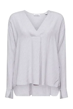 Esprit Blusen*Crêpe-Bluse mit V-Ausschnitt und Print light blue lavender