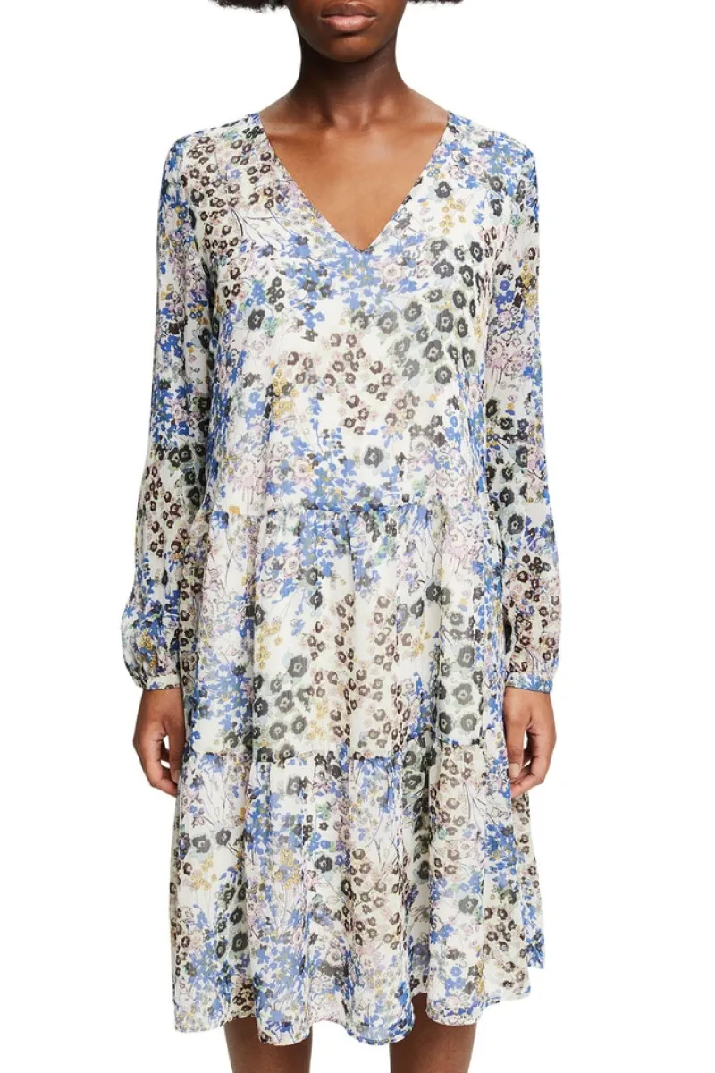 Esprit Kleider*Crêpe-Kleid mit Millefleurs light beige