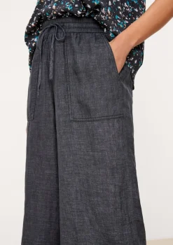 s.Oliver Hosen*Culotte aus Leinen blau1