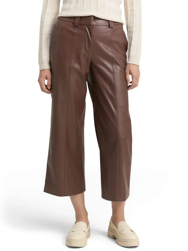 Tom Tailor Hosen*Culotte Hose in Lederoptik dark pecan brown