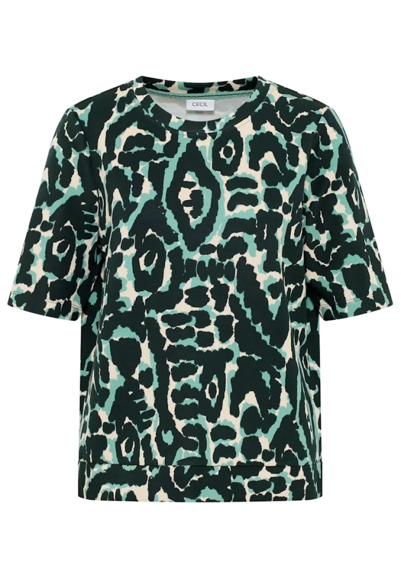 Cecil Shirts*Cupro Touch Print-Shirt ink green