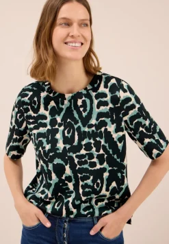 Cecil Shirts*Cupro Touch Print-Shirt ink green