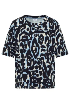 Cecil Shirts*Cupro Touch Print-Shirt urban dark blue