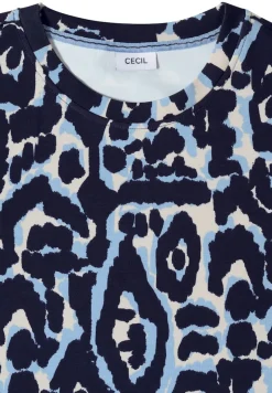 Cecil Shirts*Cupro Touch Print-Shirt urban dark blue