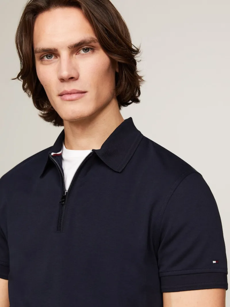 Tommy Hilfiger Shirts|Big Boys*DC INTERLOCK ZIP SLIM POLO desert sky