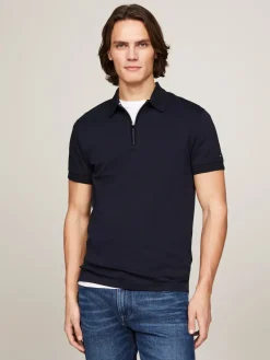 Tommy Hilfiger Shirts|Big Boys*DC INTERLOCK ZIP SLIM POLO desert sky