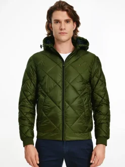 Tommy Hilfiger Jacken|Big Boys*DIAMOND QUILTED HOODED JACKET olivewood
