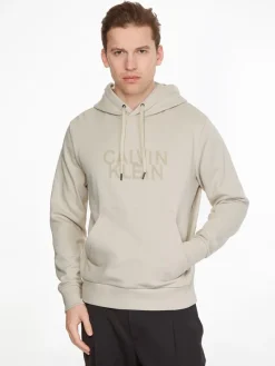 Calvin Klein Pullover & Sweatshirts*DISTORTED LOGO HOODIE stony beige