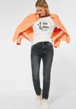 Street One Jeans*Dunkle Loose Fit Jeans black knit washed