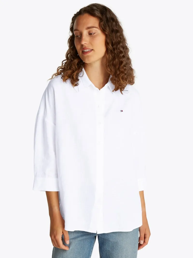 Tommy Hilfiger Blusen*ESS LINEN LOOSE 3-4 SLEEVE SHIRT th optic white