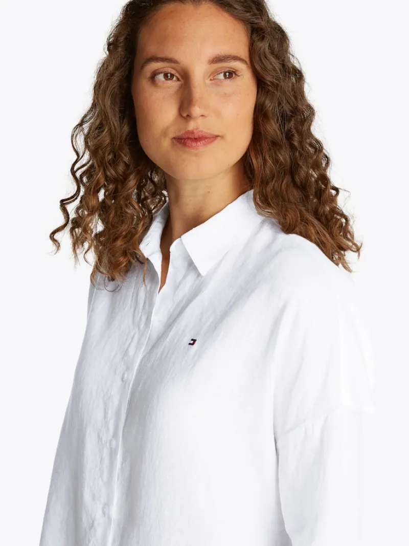 Tommy Hilfiger Blusen*ESS LINEN LOOSE 3-4 SLEEVE SHIRT th optic white