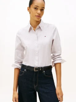 Tommy Hilfiger Blusen*ESS POPLIN REGULAR SHIRT hugh stp- lavendar ash