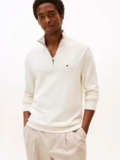Tommy Hilfiger Pullover & Sweatshirts|Big Boys*ESSENTIAL COTTON ZIP MOCK ivory petal