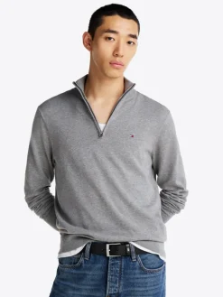 Tommy Hilfiger Pullover & Sweatshirts|Big Boys*ESSENTIAL COTTON ZIP MOCK medium grey heather