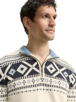 Tom Tailor Pullover & Sweatshirts|Big Boys*Fair-Isle Troyer Strickpullover offwhite fair isle design