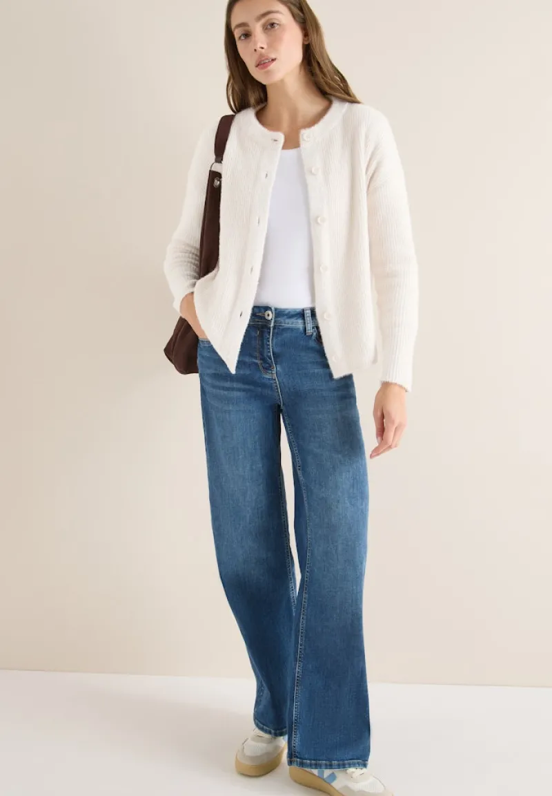 Cecil Pullover & Sweatshirts*Federgarn Ripp-Strickjacke light greige