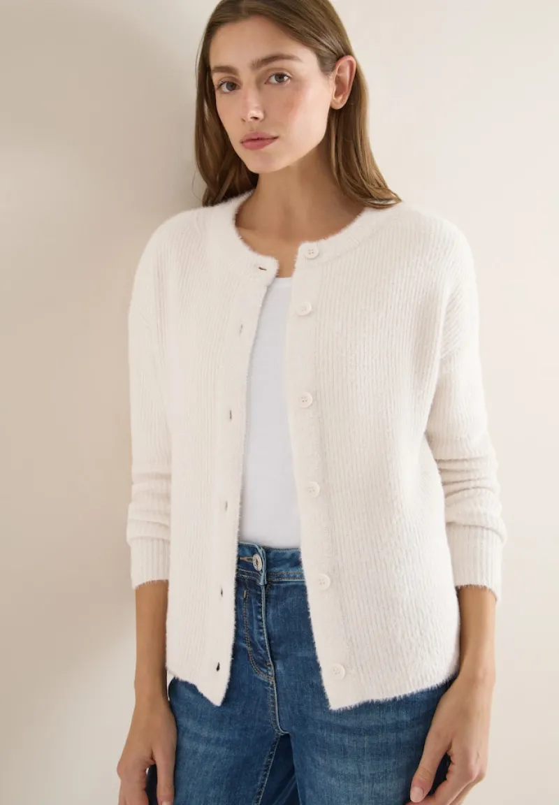 Cecil Pullover & Sweatshirts*Federgarn Ripp-Strickjacke light greige