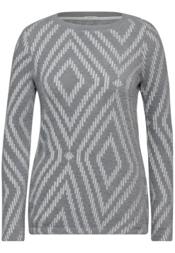 Cecil Shirts*Federgarn Shirt mit Muster platinum grey mel.