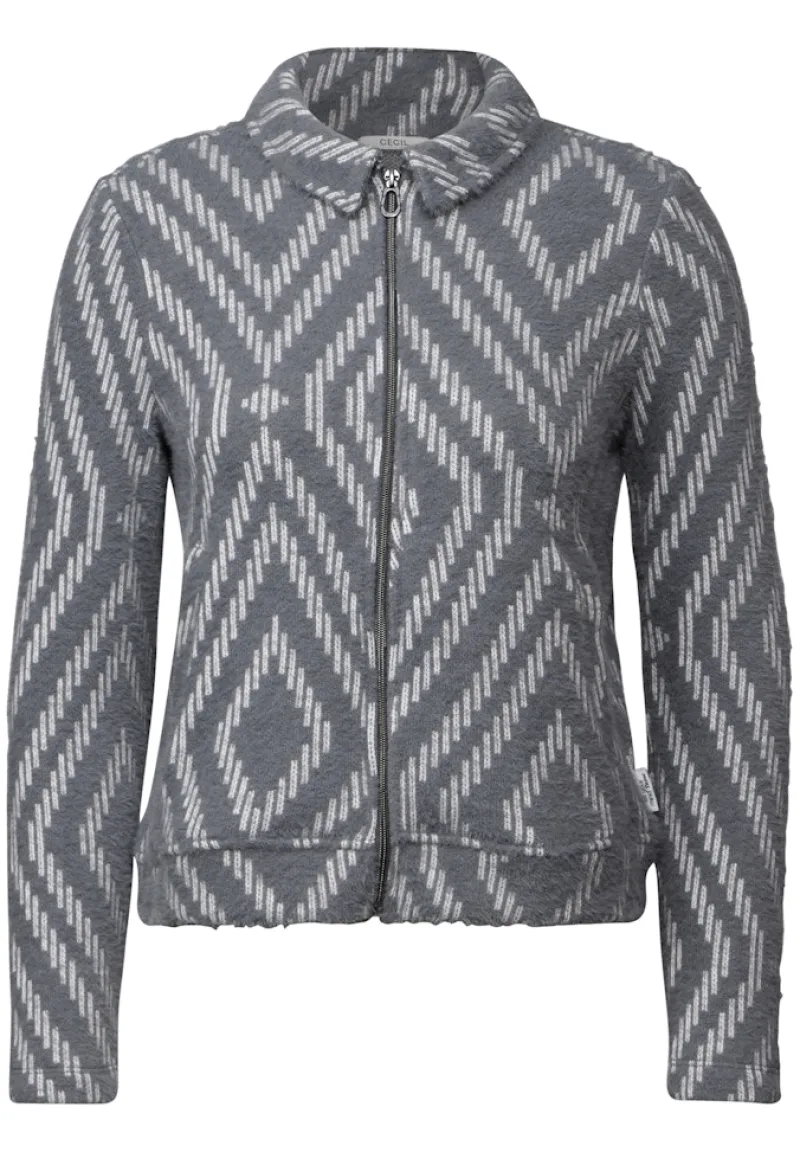 Cecil Pullover & Sweatshirts*Federgarn-Cardigan mit Print platinum grey mel.