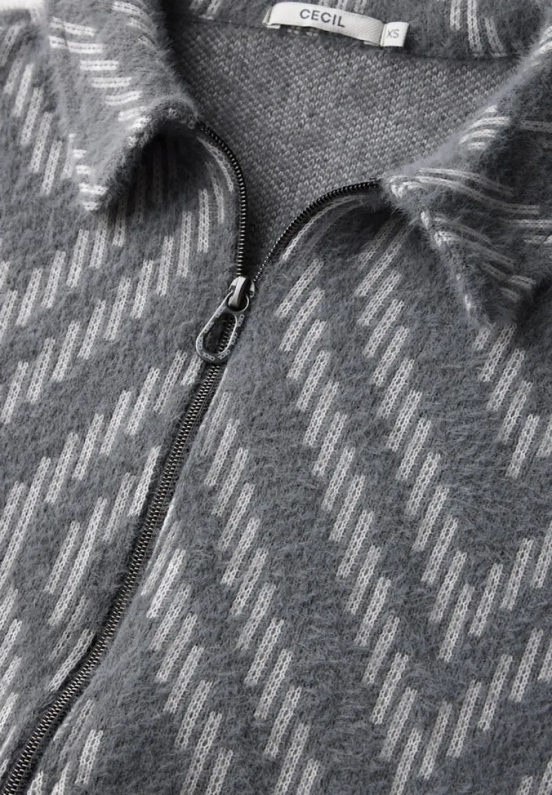 Cecil Pullover & Sweatshirts*Federgarn-Cardigan mit Print platinum grey mel.
