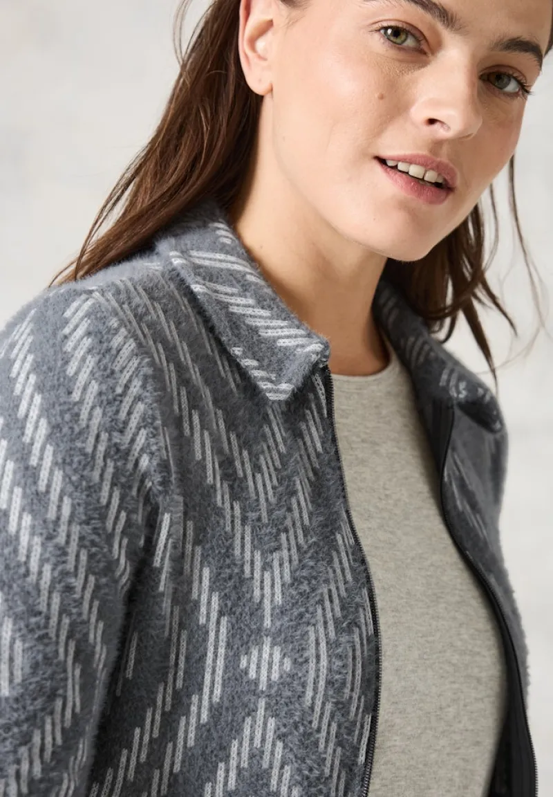 Cecil Pullover & Sweatshirts*Federgarn-Cardigan mit Print platinum grey mel.