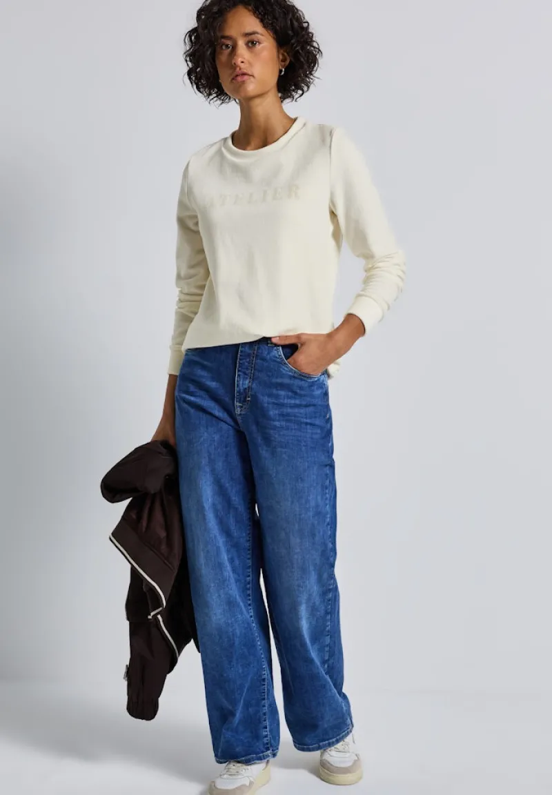 Street One Shirts*Feincord-Shirt mit Wording soft beige