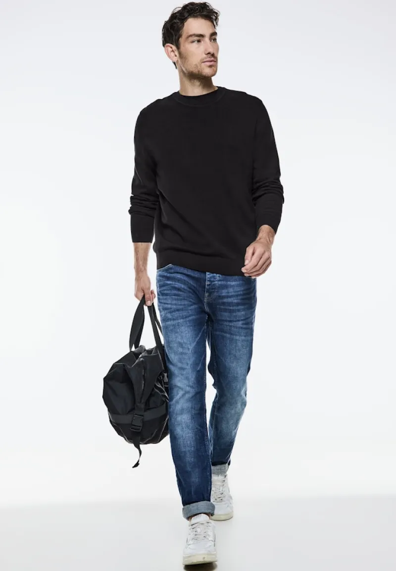 Street One Men Pullover & Sweatshirts|Big Boys*Feinstrickpullover Black