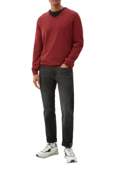 s.Oliver Pullover & Sweatshirts|Big Boys*Feinstrickpullover mit V-Ausschnitt Rot