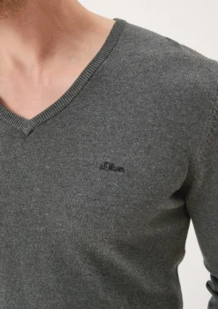 s.Oliver Pullover & Sweatshirts|Big Boys*Feinstrickpullover mit V-Ausschnitt Grau