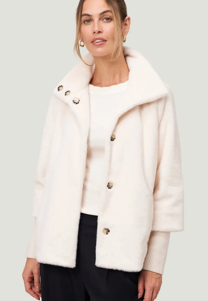 Zero Jacken*Fellimitat-Jacke mit Stehkragen Eggnog