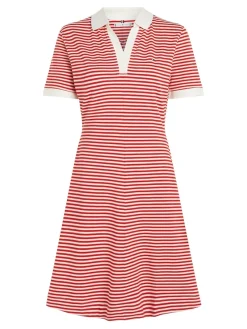 Tommy Hilfiger Kleider*F&F OPEN PLCKT LYCLL POLO DRS SS breton fierce red-ecru