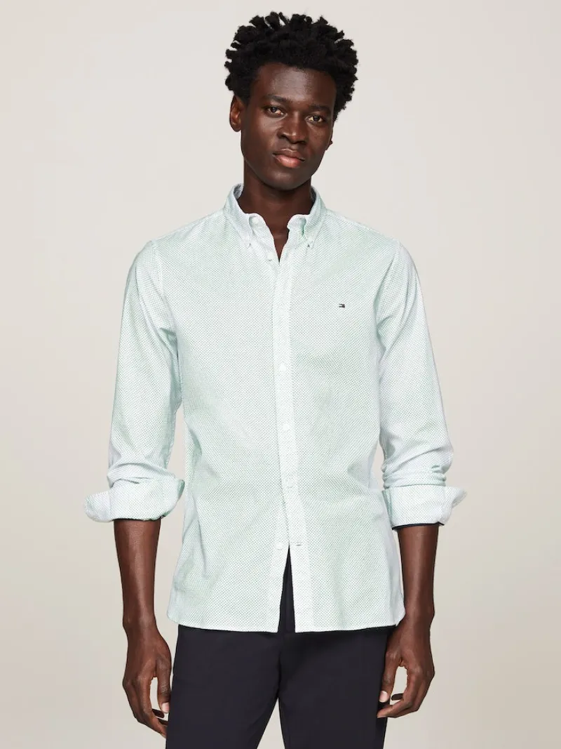 Tommy Hilfiger Hemden|Big Boys*FLEX MINI PRINT SF SHIRT optic white - olympic green