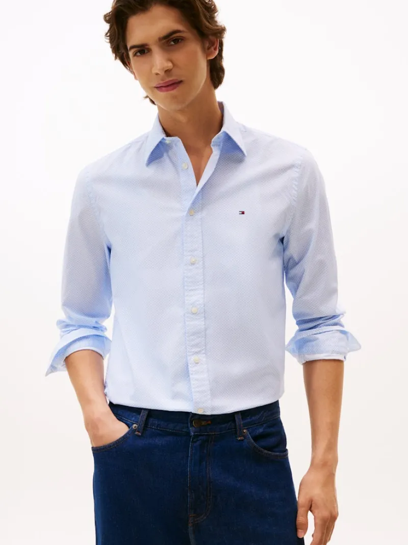 Tommy Hilfiger Hemden|Big Boys*FLEX POPLIN MICRO RF PRINT SHIRT blue spell - allover