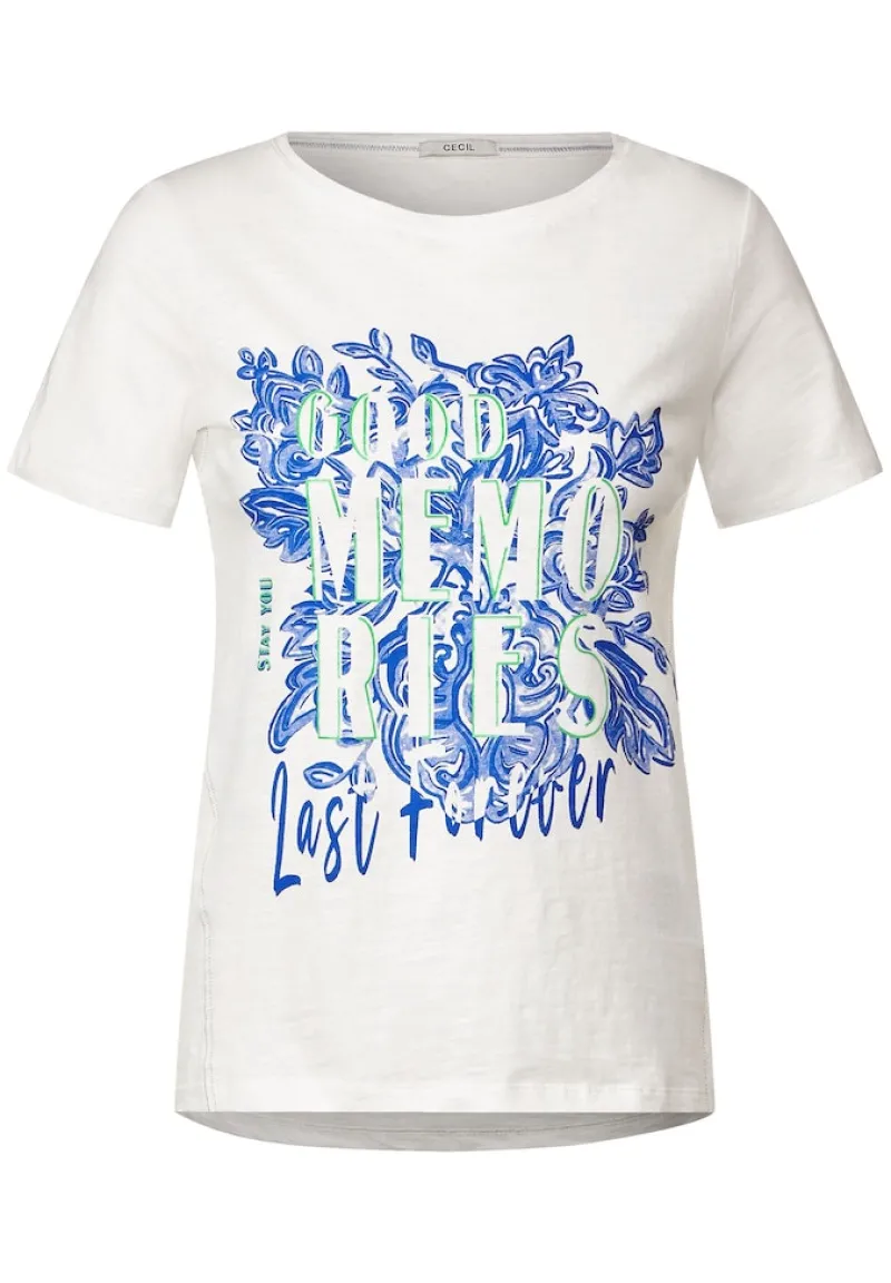 Cecil Shirts*Fotoprint T-Shirt vanilla white