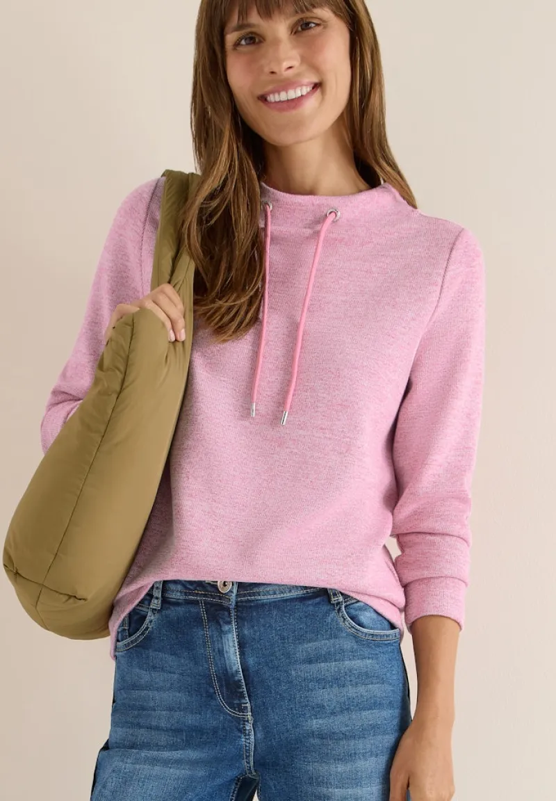 Cecil Pullover & Sweatshirts*Funnelneck Melange Rippshirt dark blossom melange