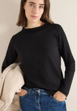 Cecil Shirts*Funnelneck Shirt in Unifarbe Black