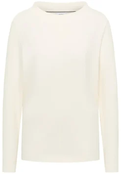 Cecil Shirts*Funnelneck Shirt in Unifarbe creamy white