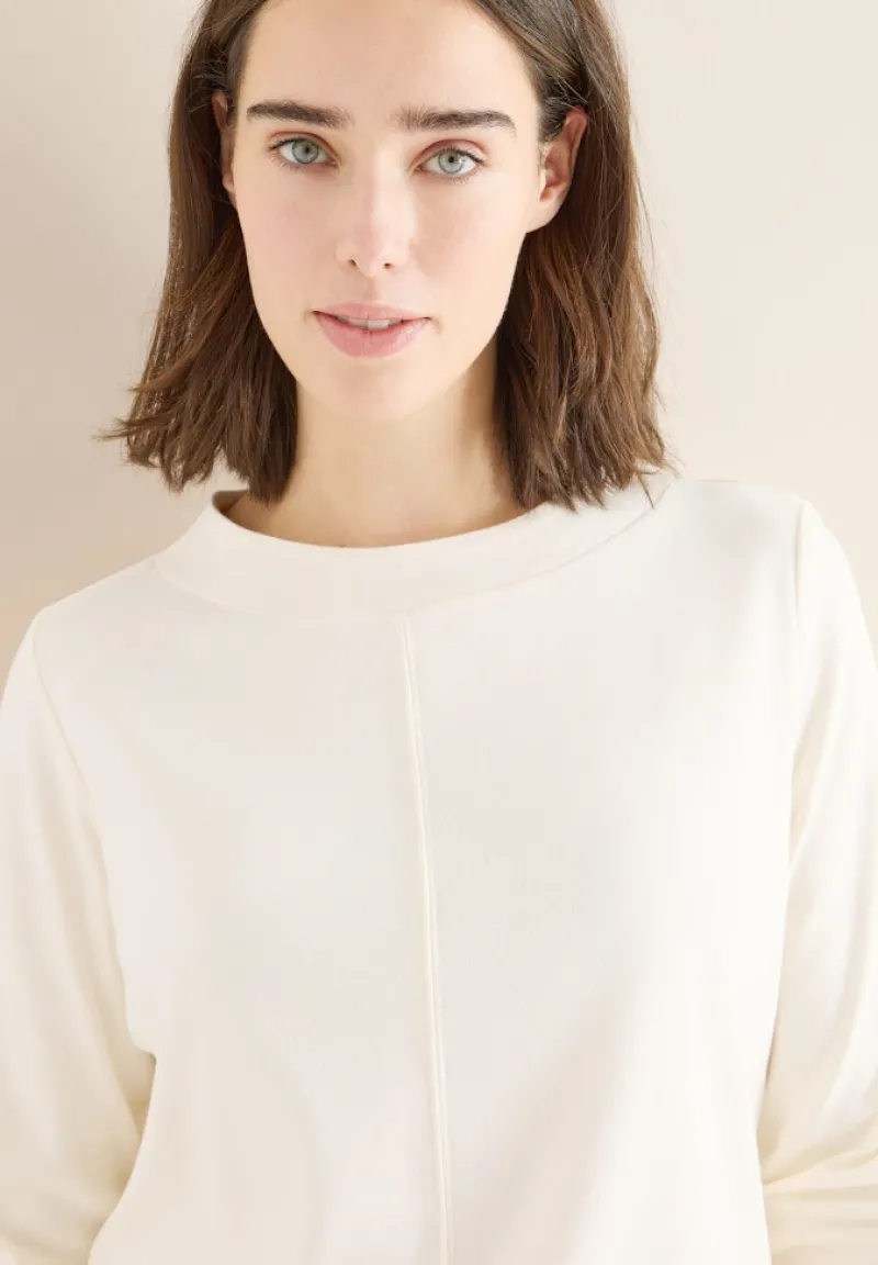 Cecil Shirts*Funnelneck Shirt in Unifarbe creamy white