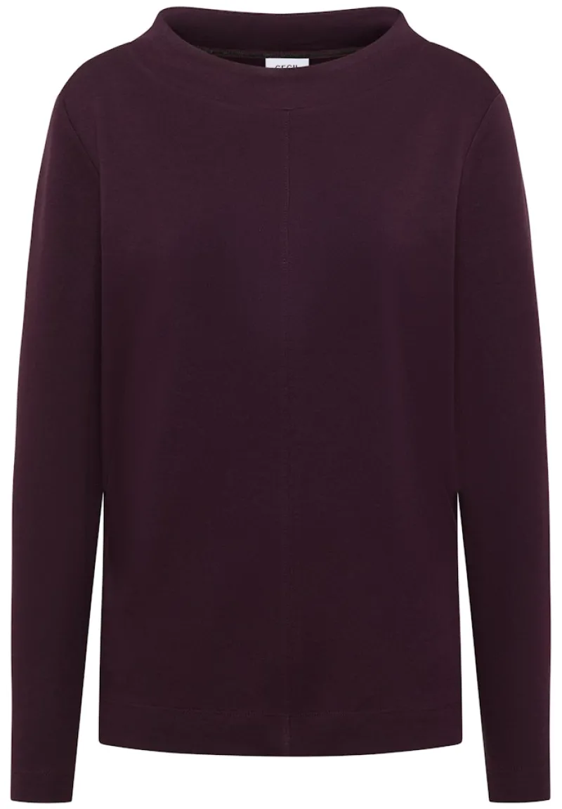 Cecil Shirts*Funnelneck Shirt in Unifarbe eggplant red