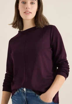 Cecil Shirts*Funnelneck Shirt in Unifarbe eggplant red