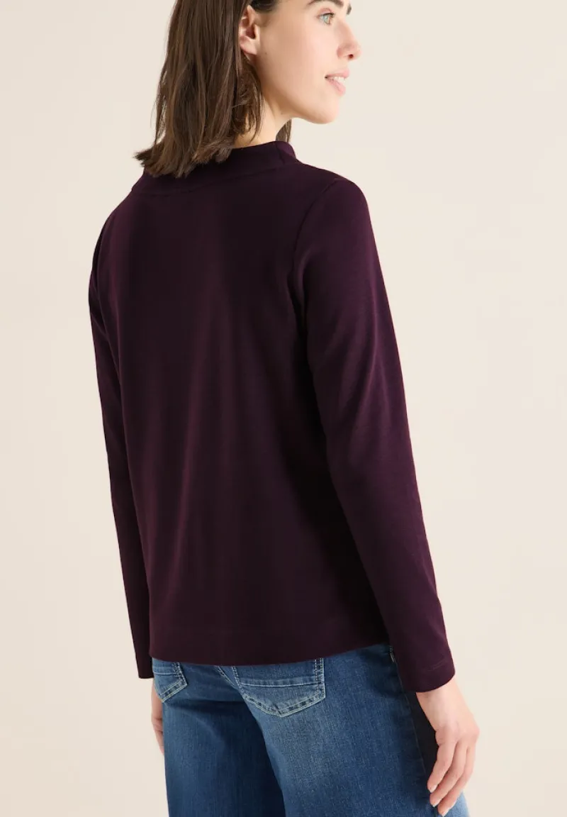 Cecil Shirts*Funnelneck Shirt in Unifarbe eggplant red