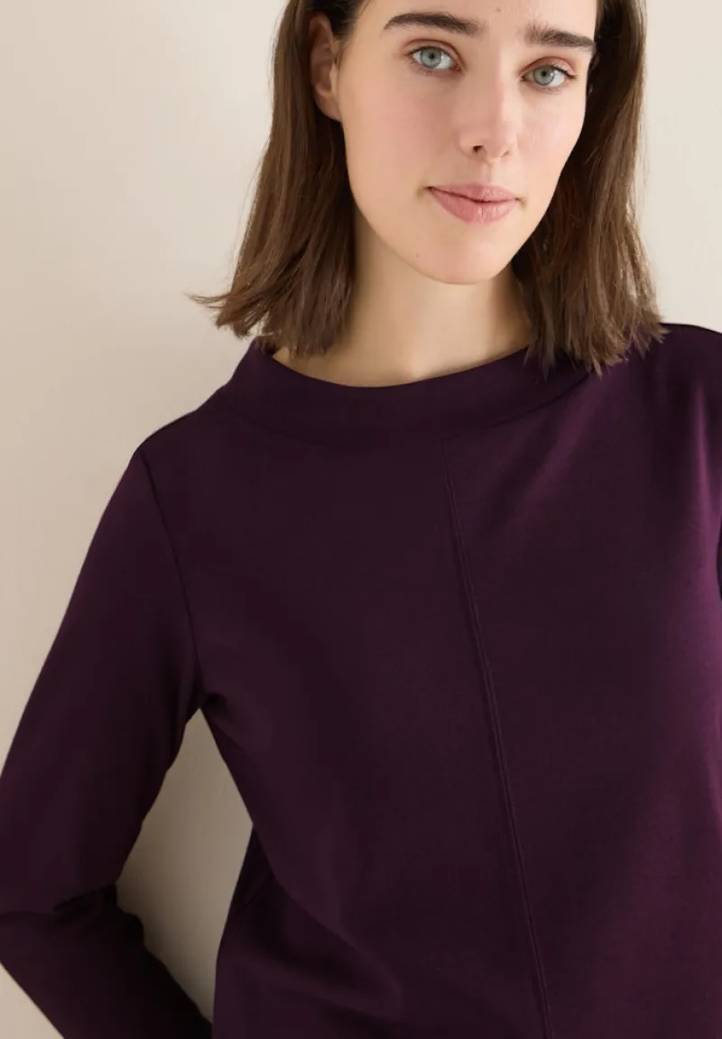 Cecil Shirts*Funnelneck Shirt in Unifarbe eggplant red